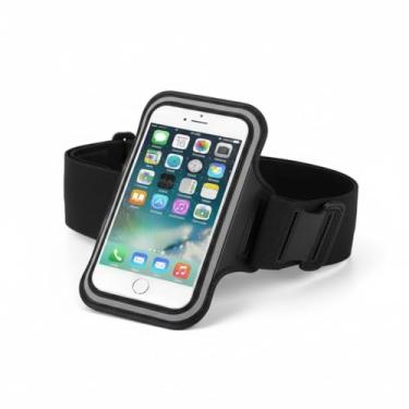 Imagem de Braçadeira Esportiva para Celular, Ajustável, Preta, Compatível com Smartphones até 5.5", para Corrida e Academia, Leve e Resistente (PRETO)