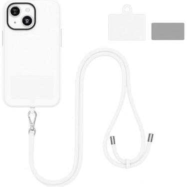 Imagem de Cordão de pescoço universal para celular em Poliester - Universal para capinhas - Alça ajustável - Lavável - Resistente e Seguro - ANTI-QUEDAS - (Cores Diversas) (BRANCO)
