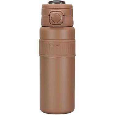 Imagem de Garrafa Térmica Esportiva 800ml em Aço Inoxidável Isolamento a Vácuo com Canudo e Alça para Academia e Viagem (marrom)