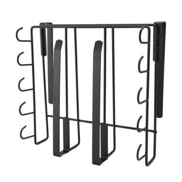 Imagem de Aramox Sob a Prateleira de Suspensão do Armário, Cremalheira de Armazenamento de Aço Inoxidável Com Ganchos Múltiplos para Utensílios de Cozinha, Toalhas de, Copos, Placas de (BLACK)