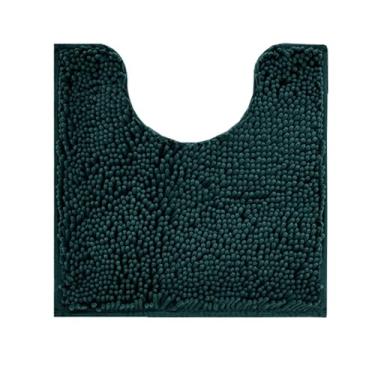 Imagem de Reyox Tapete de banho de chenille, tapetes de vaso sanitário em forma de U, tapete de banheiro de pelúcia macio, tapete de contorno de banheiro felpudo absorvente verde escuro 50 cm x 40 cm
