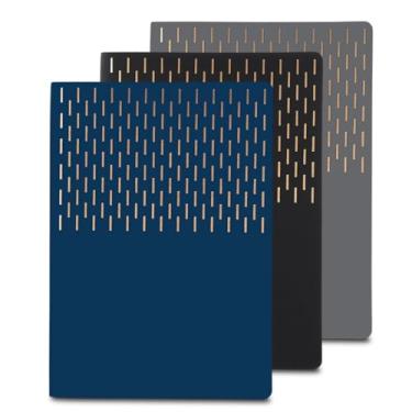 Imagem de Caderno de Anotações com Capa Dura em Poliéster, 80 Folhas Pautadas, Cor Bege, com Elástico (Kit Escritório A5 Preto)