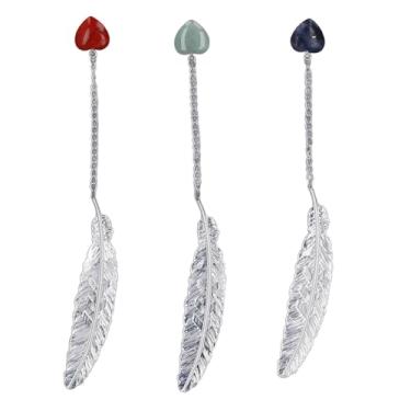 Imagem de CUOFYUNL 3 unidades de marcadores de penas de metal conjunto vintage com pingente de cristal apreciação do professor presente de dia dos namorados para o dia das mães (Tipo B)