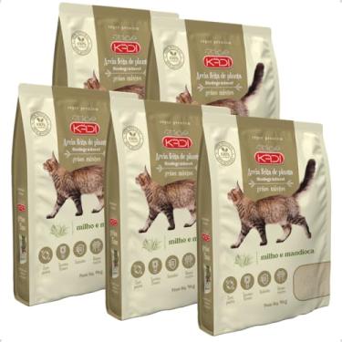 Imagem de Kit 5 Unidades Areia Higiênica Biodegradável Grãos Mistos de Milho e Mandioca para Gatos 2 kg