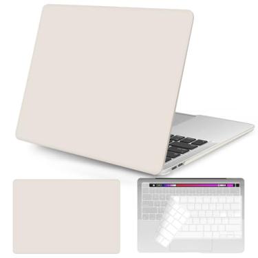 Imagem de Seorsok Capa compatível com MacBook Air de 13 polegadas 2022 2021 2020 2019 2018 versão A1932 A2179 M1 A2337 Touch ID, capa rígida de plástico com capa para teclado-cáqui