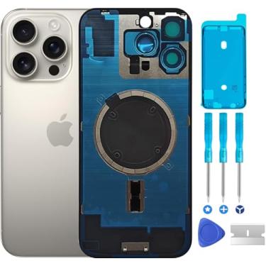 Imagem de ABUSVEX Capa de vidro traseira original 16 Pro Max para substituição da porta da bateria e fita impermeável, moldura de câmera pré-instalada para iPhone 16 Pro Max, ferramenta de reparo de todas as