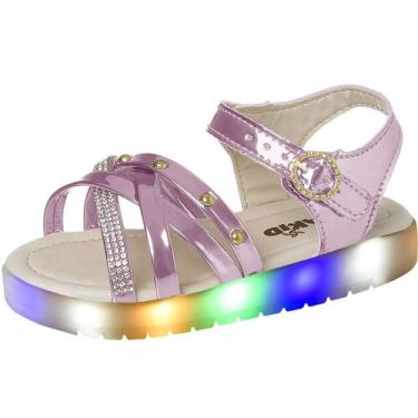 Imagem de Sandália Infantil Menina Luz Led Que Acende Com Flor - Lumie, Rosa, 23