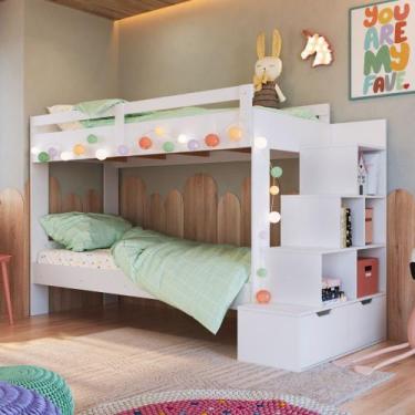 Imagem de Beliche Infantil 2 Gavetas Liz Completa Móveis, Branco