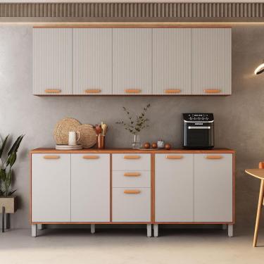 Imagem de Cozinha Completa Itatiaia 200cm Em Madeira Mdp Cinamomo-fendi Itafriz