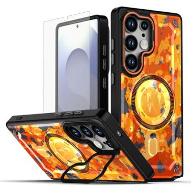 Imagem de Asuwish Capa de celular para Samsung Galaxy S25 Ultra 5G capa magnética com protetor de tela e suporte rígido de proteção de carregamento sem fio pintado S25Ultra 25S S 25 25Ultra 6.9 2025 feminino