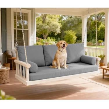 Imagem de Oslimea Capa de almofada para cama de solteiro, à prova d'água, para varanda, para cama de casal, para área externa, capa de almofada, cinza 190 cm L x 99 cm P x 15 cm A, apenas capa