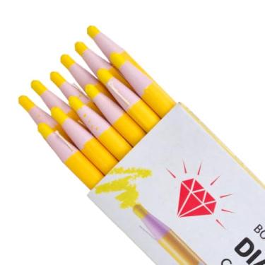 Imagem de COELO Marcadores chineses destacáveis amarelos, pacote com 12, marcadores de graxa, marcadores de cera de cor única, tecido de madeira, várias superfícies, canecas de vidro de plástico, não afiam