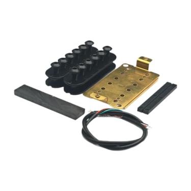 Imagem de MERIGLARE Kit de captadores de guitarra faça você mesmo, captadores de trilho duplo, acessórios de guitarra leves e resistentes, pré-cabeados, de bobina dupla, Ponte