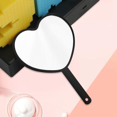 Imagem de Espelho portátil, espelho compacto com alça ajustável, mini espelho dobrável para maquiagem, espelho de mão profissional com orifício para pendurar, espelho portátil multiuso de viagem de um lado para