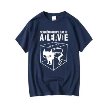 Imagem de Camiseta Masculina De Algodão Com Estampa De Gato De Schrödinger, Mang