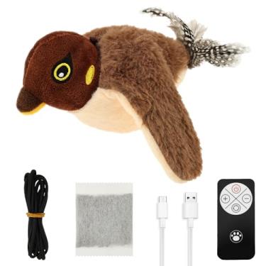 Imagem de Brinquedo de gato de pássaro voador, simulado recarregável, brinquedo interativo para gatos com bolsa de erva de gato, brinquedo elétrico para gatos para todas as raças gatinho de pelúcia (não voa)
