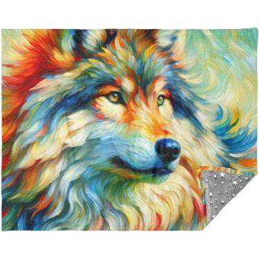 Imagem de TSENQUE Manta de lã colorida personalizada de cachorro fofo cobertor de sofá leve para mulheres 177,8 cm x 139,7 cm padrão cobertor de Natal