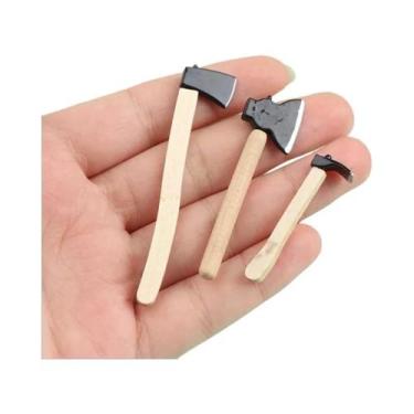 Imagem de 3 Pçs/set Mini Madeira Metal Chopper Hatchet Ferramentas Miniatura par