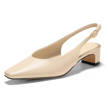 Imagem de Coutgo Sapato social feminino de salto baixo grosso fechado bico quadrado para trabalho e escritório, Damasco, 36