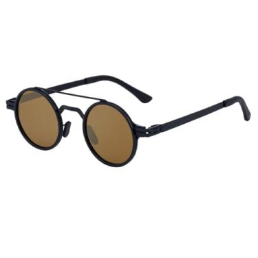 Imagem de JRLLFD Óculos de sol polarizados redondos vintage masculinos de aço inoxidável para dirigir ao ar livre (2)