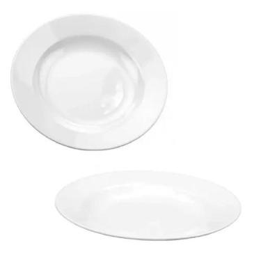 Imagem de 12 Pratos Fundo Branco Melamina Buffet Restaurantes 20cm - Cascavel