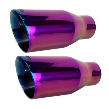 Imagem de NETAMI Ponteira De Escape 2,25" A 3,5" Em Aço Inoxidável, Parede Dupla, Roxa (Nt2371-2), Pacote Com 2