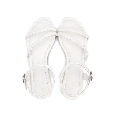 Imagem de Greatonu Sandália feminina sem salto salto gladiador de verão aberto com abertura no calcanhar trançado, Branco, 11