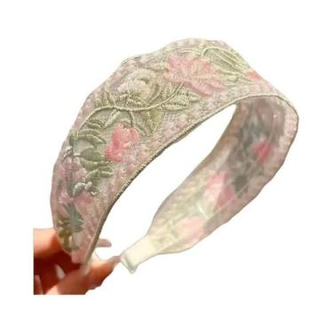 Imagem de Tiara de tule com flores bordadas femininas populares  acessório de fa