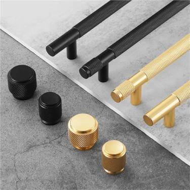 Imagem de Puxadores e puxadores de armário de cozinha de liga de alumínio preto dourado puxadores de gaveta de guarda-roupa puxadores de porta de móveis 1 peça (5086 puxadores pretos)