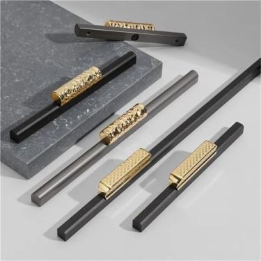Imagem de HTNAFONI Puxadores de porta de armário de cozinha ouro preto liga de alumínio armário puxadores de gaveta puxadores de móveis ferragens 1 peça (5206 ouro cinza 192 mm)