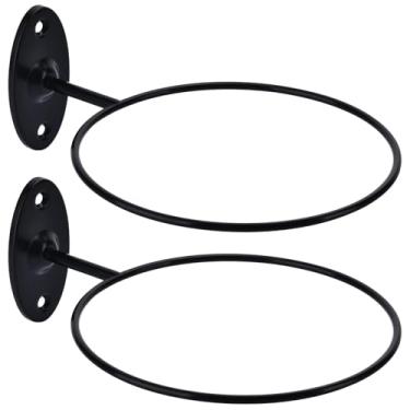 Imagem de Lauvee Suporte de parede para basquete, 2 unidades, suporte oval grande de metal preto, suporte de bola para basquete, futebol, vôlei, basquete, organizador de acessórios esportivos masculinos