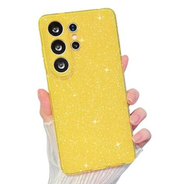 Imagem de MINSCOSE Compatível com Samsung Galaxy S26 Ultra Glitter, Linda Estética Bling Fina À Prova de Choque Brilhante Capa para Samsung Galaxy S26 Ultra para Mulheres Meninas - Amarelo