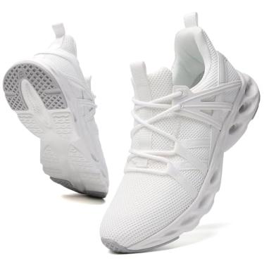 Imagem de TSIODFO Tênis feminino de corrida tênis esportivo para caminhada, Todo branco, 35