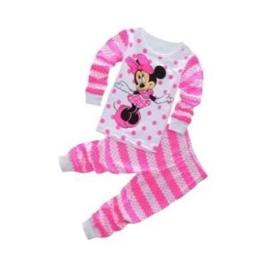 Imagem de Conjuntos De Pijamas De Manga Longa Para Crianças Mickey Minnie Mouse 