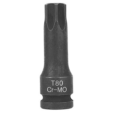 Imagem de Adaptador de soquete Chave de fenda sextavada Ferramenta de chave de impacto de aço cromo molibdênio resistente para reparo de automóveis Hardware industrial preto 1/2 polegada (T80)