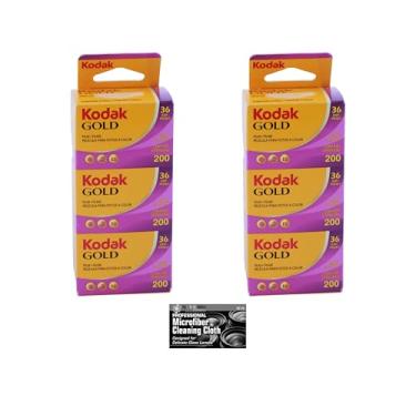 Imagem de Pacote de filme Kodak Gold 200 de 35 mm, 6 rolos (pacote de 2 x 3), 36 exposições cada, para câmera de filme de 35 mm, inclui pano de microfibra premium - Pacote com 6 rolos Kodak