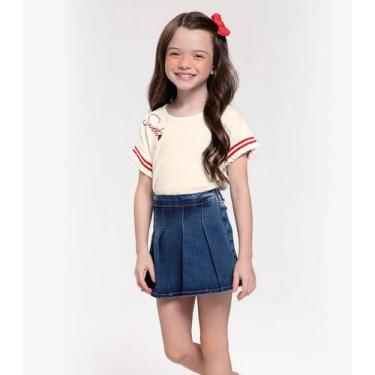 Imagem de Conjunto Blusa Com Shorts Saia Jeans Trick Nick Bege, 1, Bege