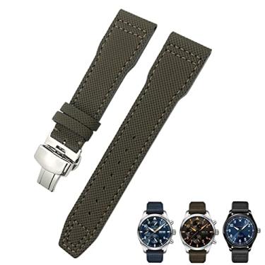 Imagem de GAFNED Pulseira de relógio de couro de nylon de 20 mm e 21 mm, para relógio IWC Portofino Big Pilot IW3293 Mark 18, para relógio TAG Heuer, pulseira de couro e nylon, para relógio Tissot (borboleta