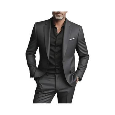 Imagem de Conjunto De Terno Slim Fit Preto Para Homens, Elegante Para Casamentos