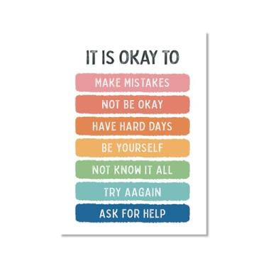 Imagem de Pôster em tela Positive Affirmations Growth Mindset Feelings Wall Art Kids Mental Health Therapy Pictures Playroom Classroom Decor Educational Prints (SKU3,16x24") (40 x 60 cm), sem moldura)