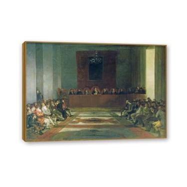 Imagem de Arte de parede Francisco Goya, A Junta das Filipinas, 1815, impressão em tela famosa reprodução de pinturas a óleo abstratas imagem emoldurada para decoração de casa 55 x 40 cm (22 x 16 polegadas)