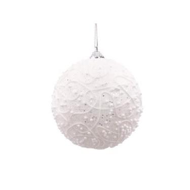 Imagem de Bola Decor Linhas/Bolinhas Nevada BRANCO com 3 unidades – Kit de bolas natalinas com diferentes acabamentos – adicione brilho e variedade à sua árvore