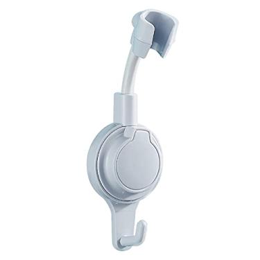 Imagem de Suporte para chuveiro giratório de 360 com ventosa montagem ajustável aço inoxidável gancho substituição banheiro portátil banheira montado na parede