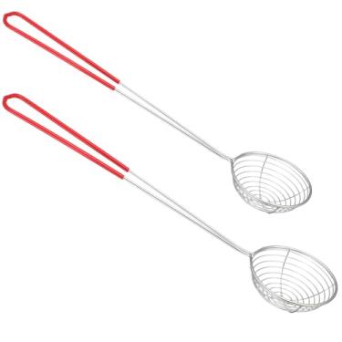 Imagem de 2 colheres de coador de panela quente de aço inoxidável, 2 tamanhos de colher de sopa Fatsoff com alça concha de arame para cozinhar panela quente, cozinha, almôndega, filtro de óleo