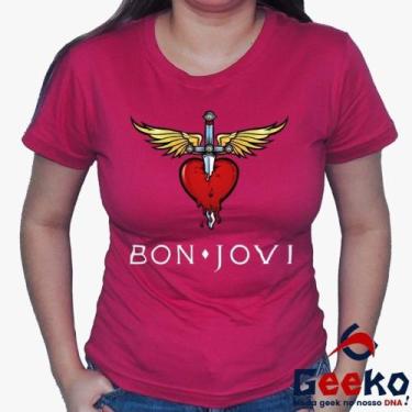 Imagem de Baby Look Bon Jovi 100% Algodão Diversas Cores - Rock - Geeko, Pink, L