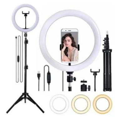 Imagem de Ring Light Led Iluminador 26cm Completo + Tripé 2.1m - Zanng