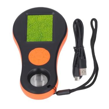 Imagem de Lupa digital portátil 500X Lupa 2MP com tela leve de 2 polegadas Microscópio portátil para leitura de experiência de alunos Preto Laranja ABS