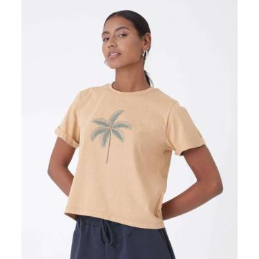 Imagem de Blusa Feminina Estampa Coqueiro Manga Curta Marisa-01047, Bege, G