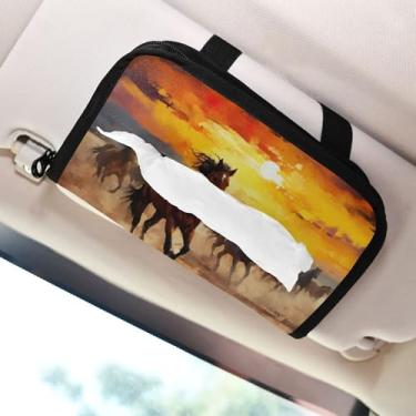 Imagem de SEHANY Suporte de lenços de carro Majestic Horse, caixa de lenços para carro, viseira solar, porta-guardanapos retangular, dispensador de máscara de carro, caixa de lenços de papel para automóveis