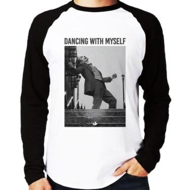 Imagem de Camiseta Raglan Dancing with myself Manga Longa - Foca na Moda, Branco